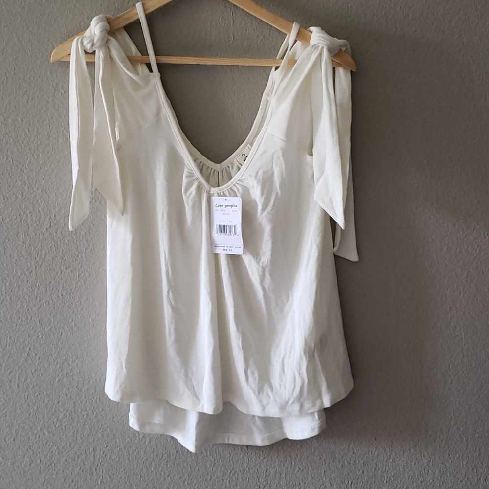 Free People Cold Shoulder Tie Top